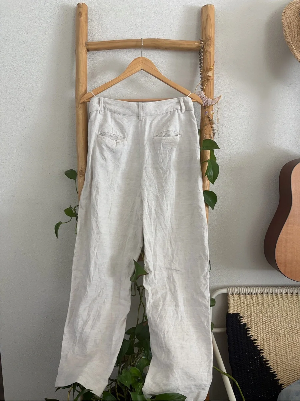 Wilfred Linen Wide-Leg Trousers in Light Beige